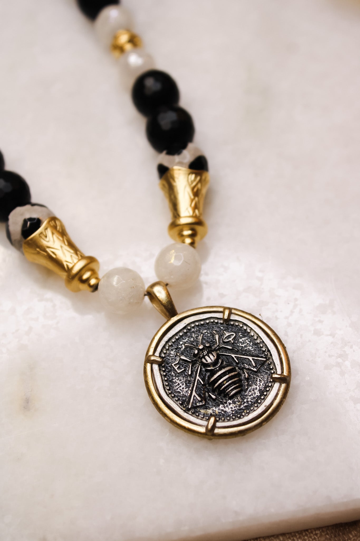 Black Jasper & Spotted Agate Bee NecklaceBella Smith DesignsNecklace