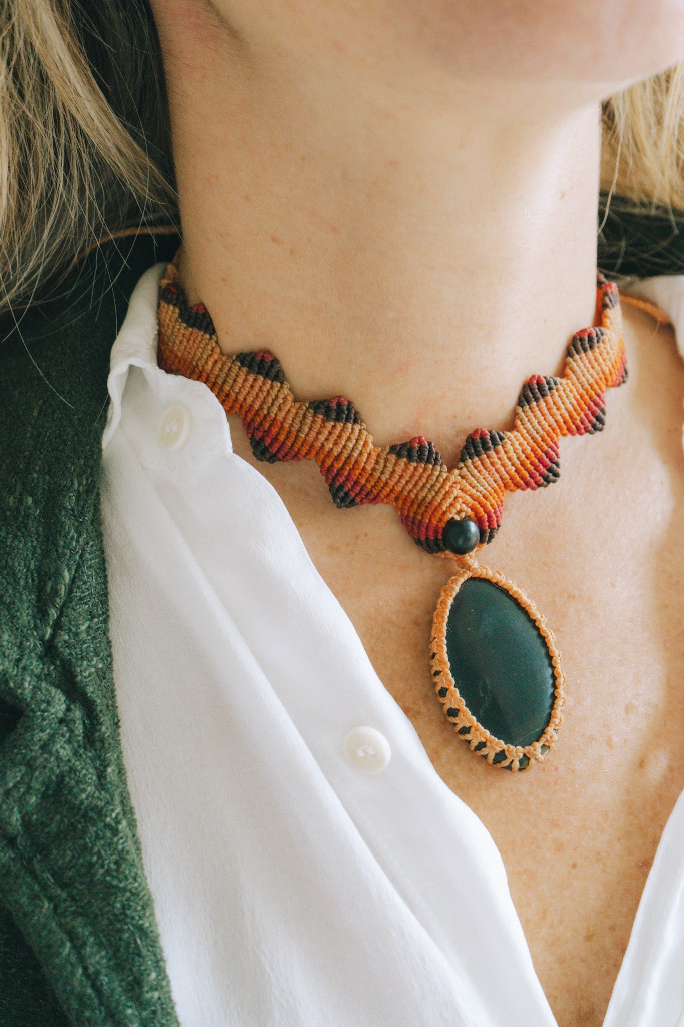 Black Onyx Macrame NecklaceAdaArtNecklace
