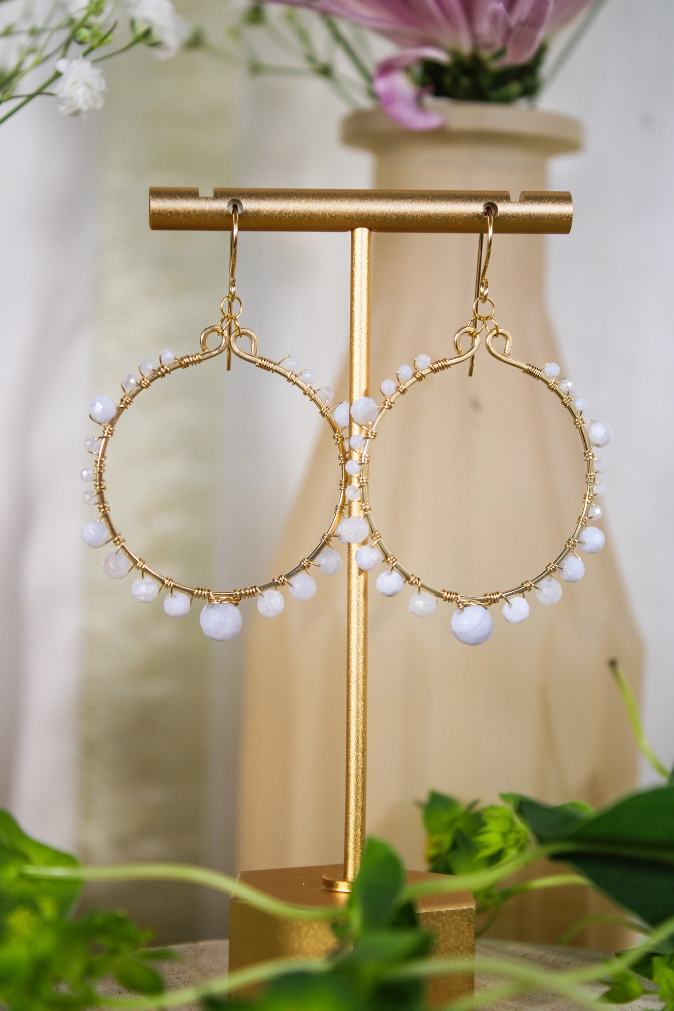 Blue Agate Midi Hoop Earrings #1408James & JezebelleEarrings