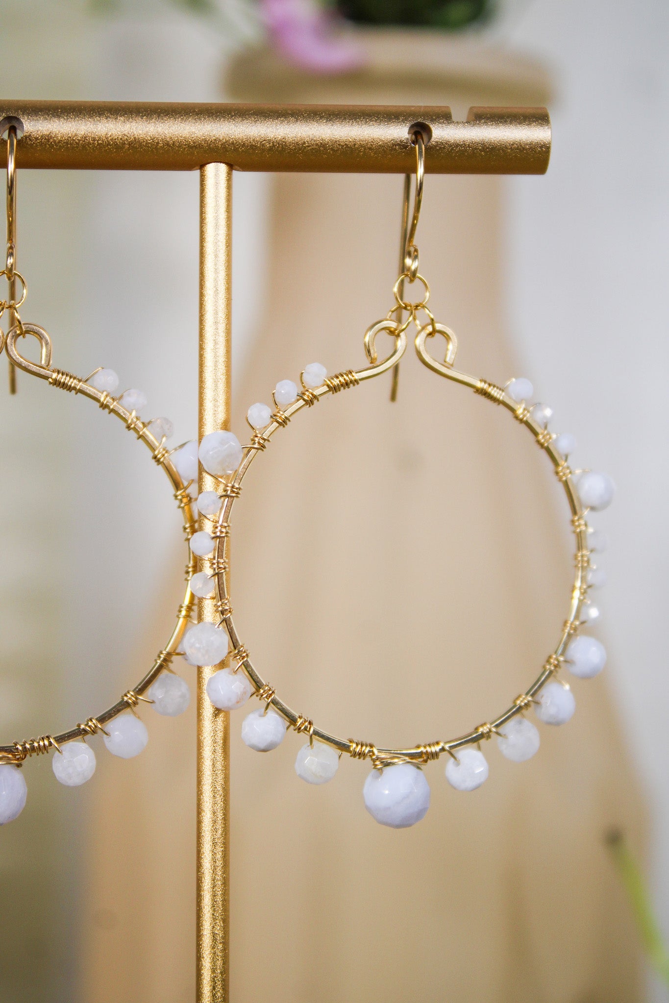 Blue Agate Midi Hoop Earrings #1408James & JezebelleEarrings