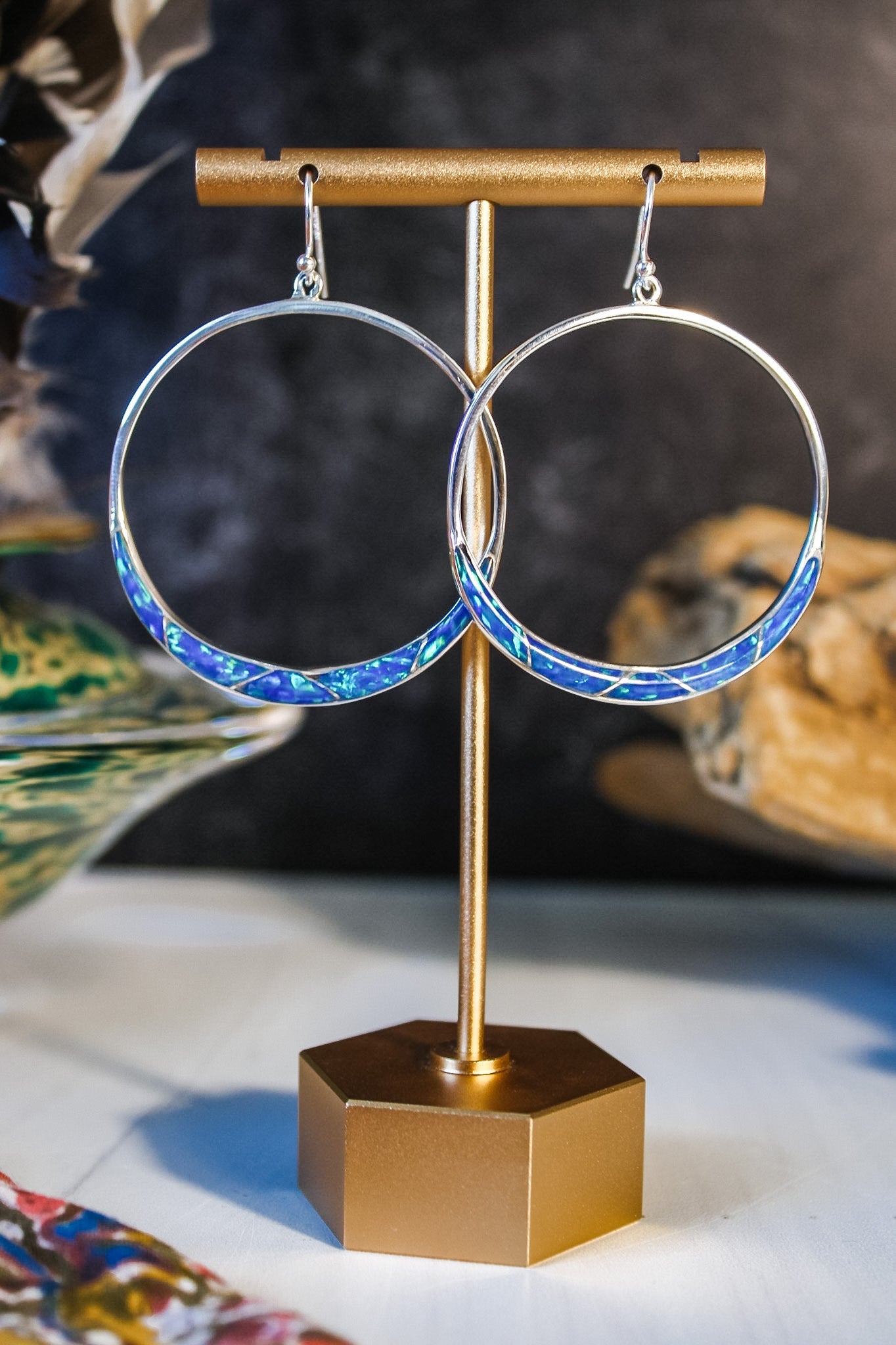 Blue Opal Hoop EarringsEd LohmanEarrings