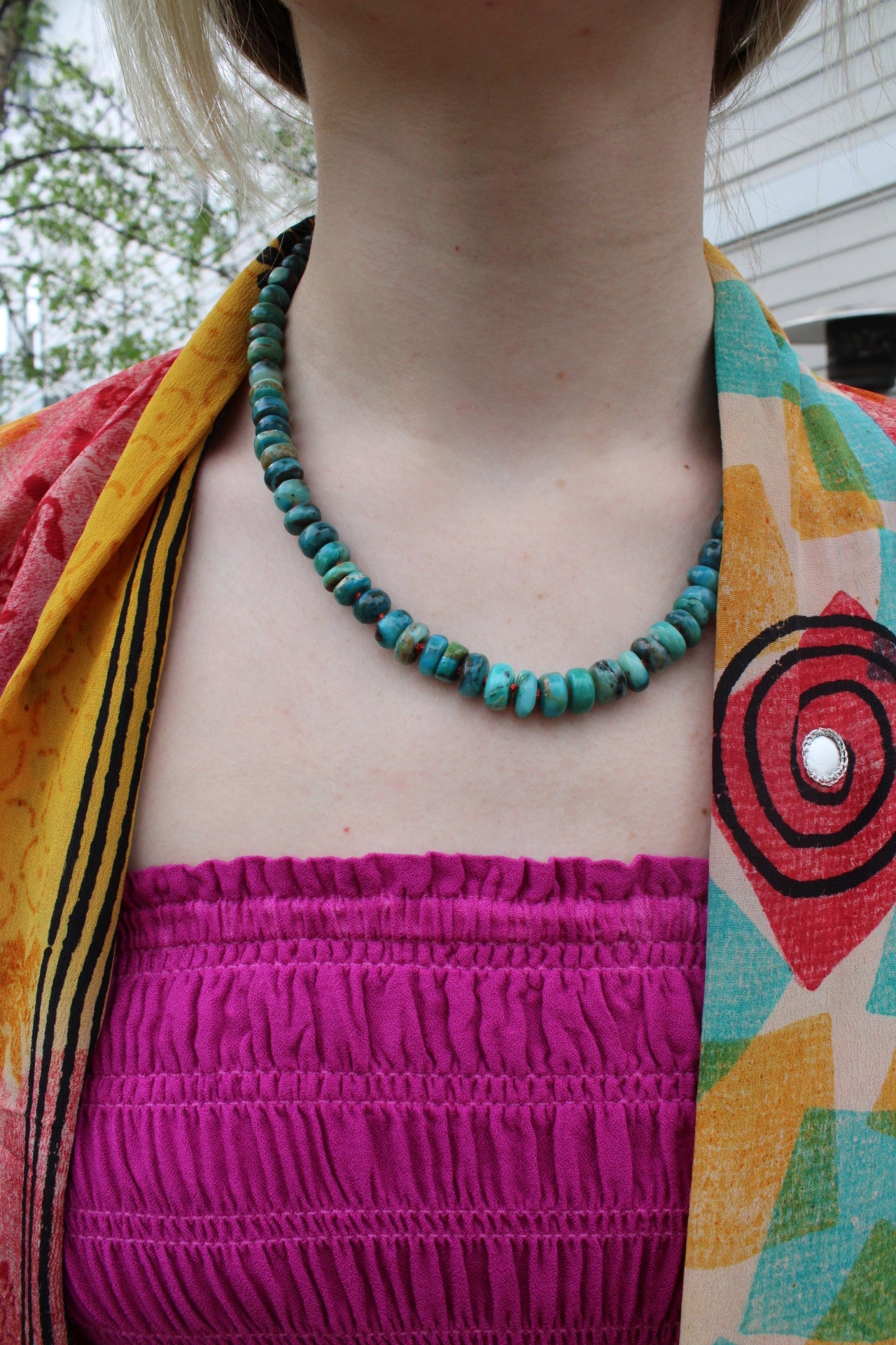 Blue Peruvian Opal Rondel NecklaceDebra PyeattNecklace