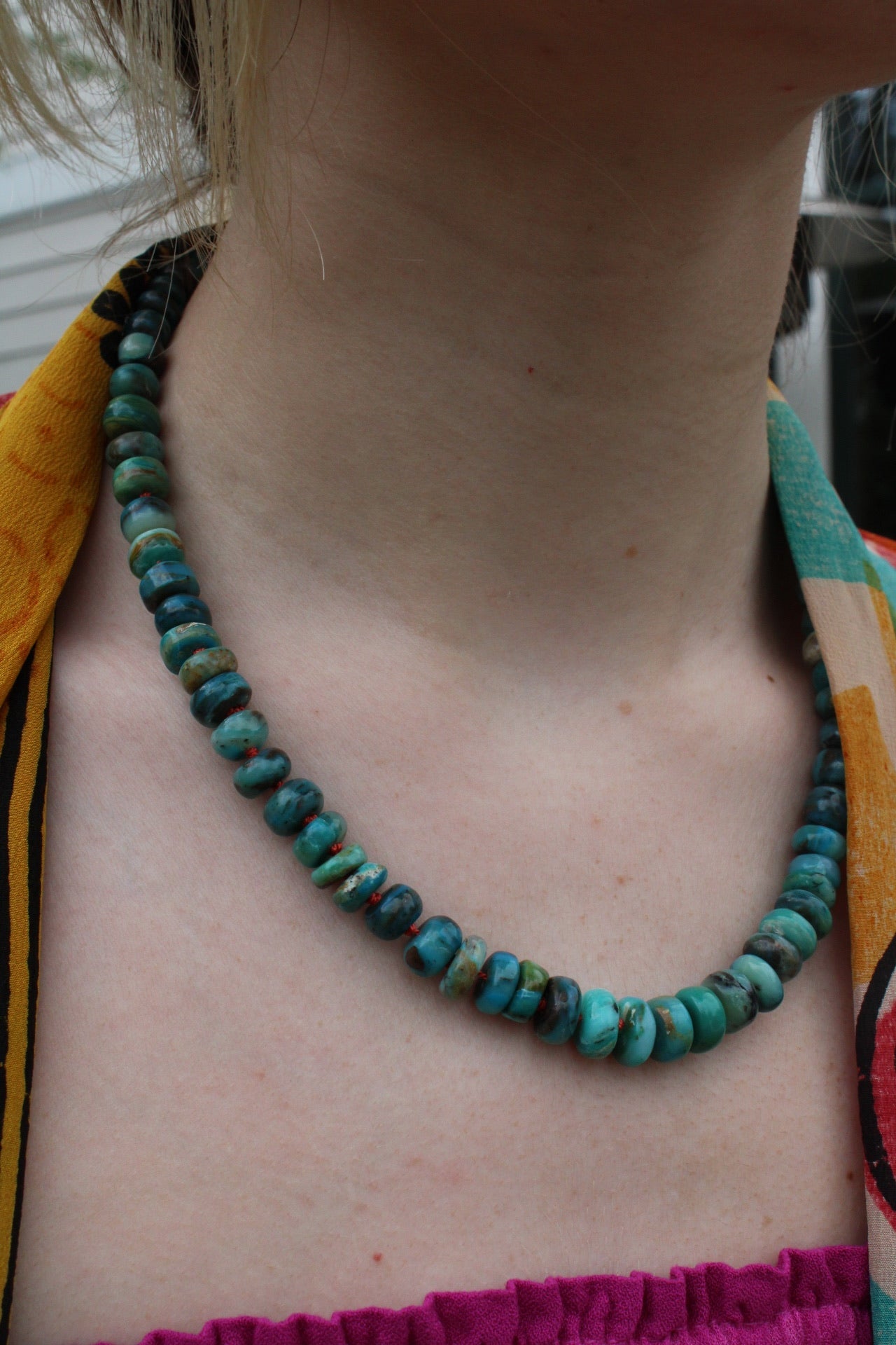Blue Peruvian Opal Rondel NecklaceDebra PyeattNecklace