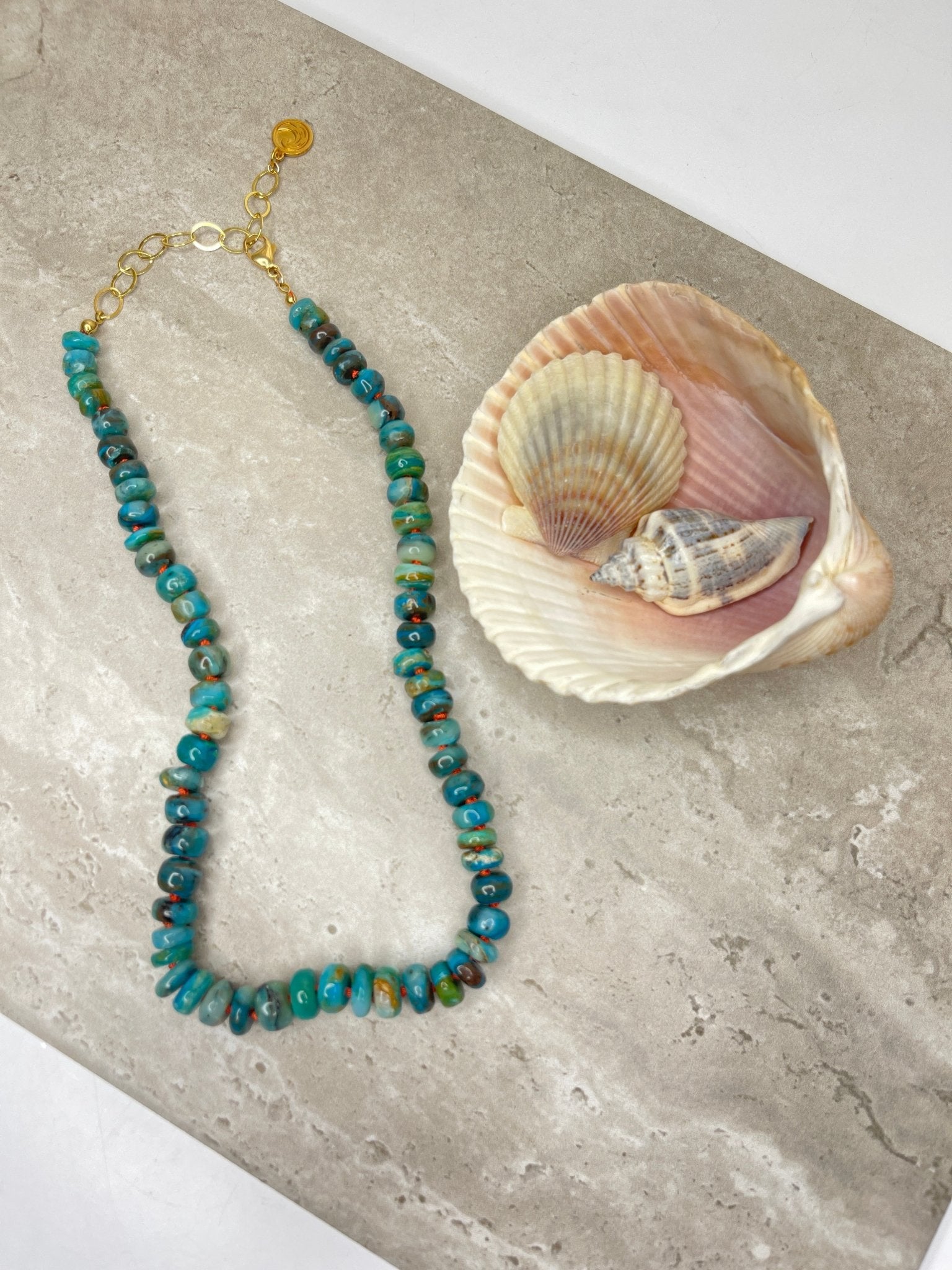 Blue Peruvian Opal Rondel NecklaceDebra PyeattNecklace