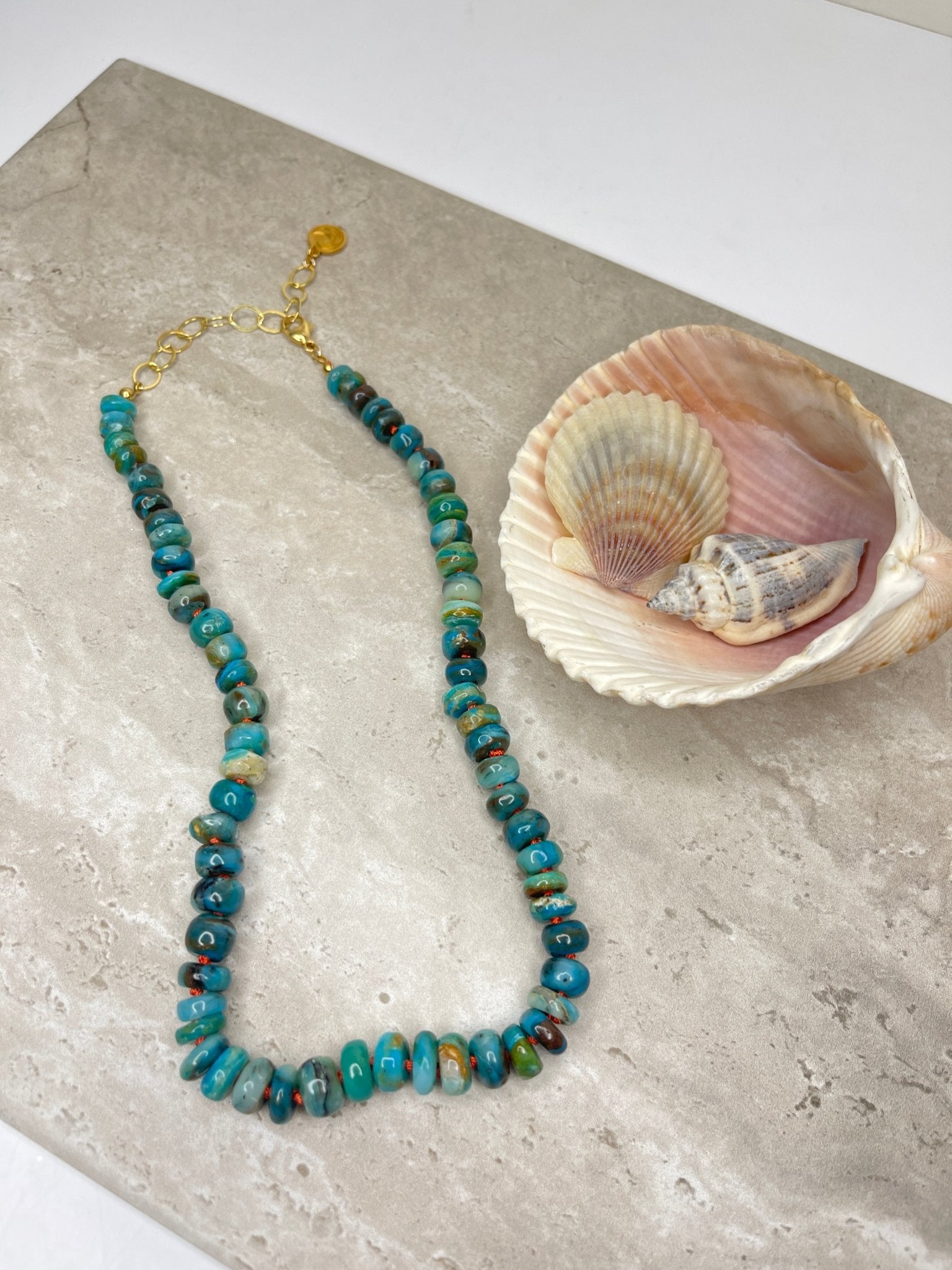 Blue Peruvian Opal Rondel NecklaceDebra PyeattNecklace