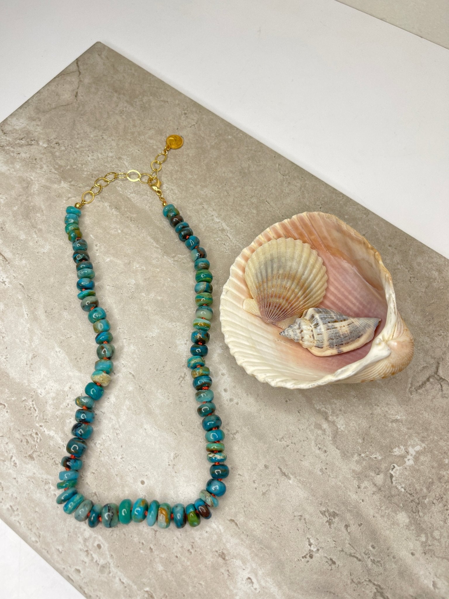 Blue Peruvian Opal Rondel NecklaceDebra PyeattNecklace