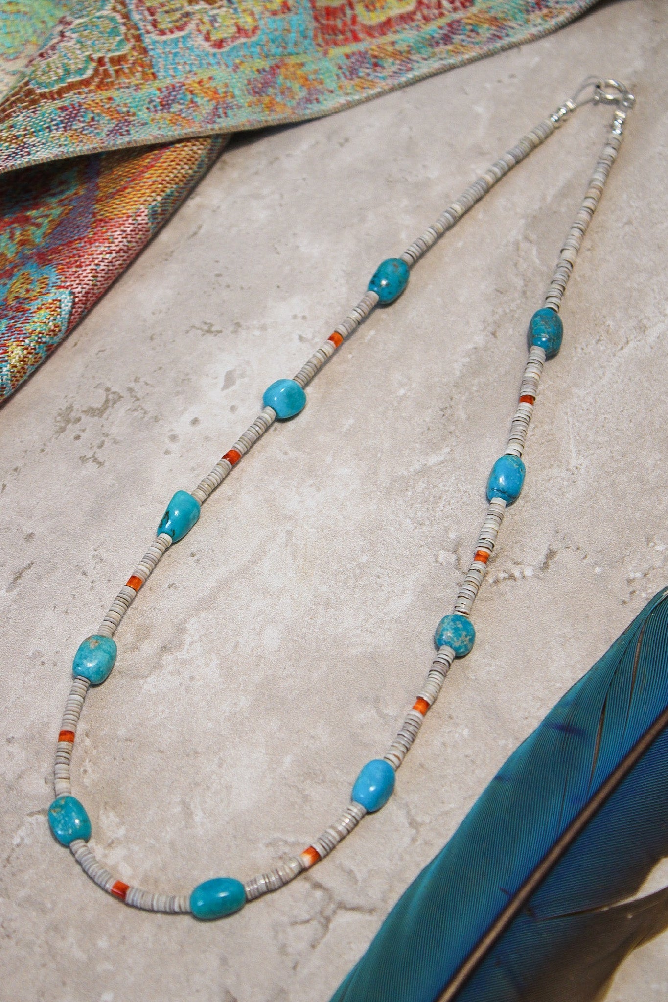 Blue Turquoise & Shell Boho NecklaceRare FindsNecklaces