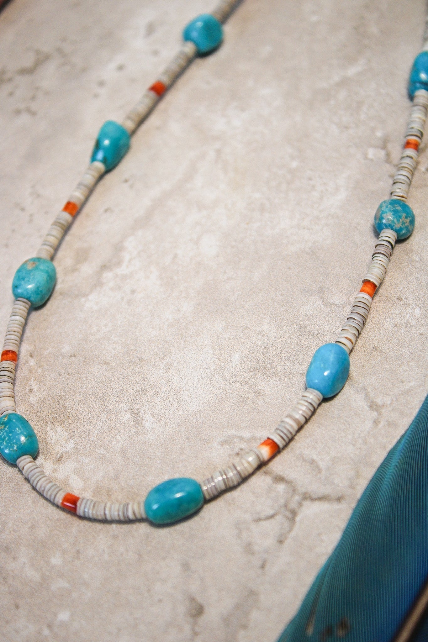 Blue Turquoise & Shell Boho NecklaceRare FindsNecklaces