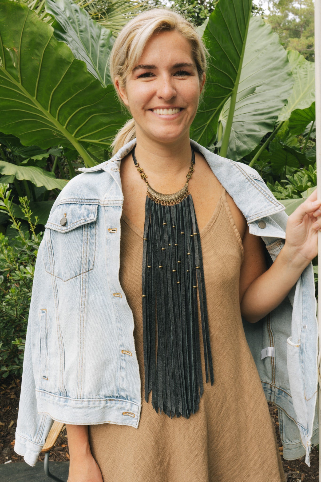 Brass & Black Leather Fringe Necklace F36Bella Smith DesignsNecklaces