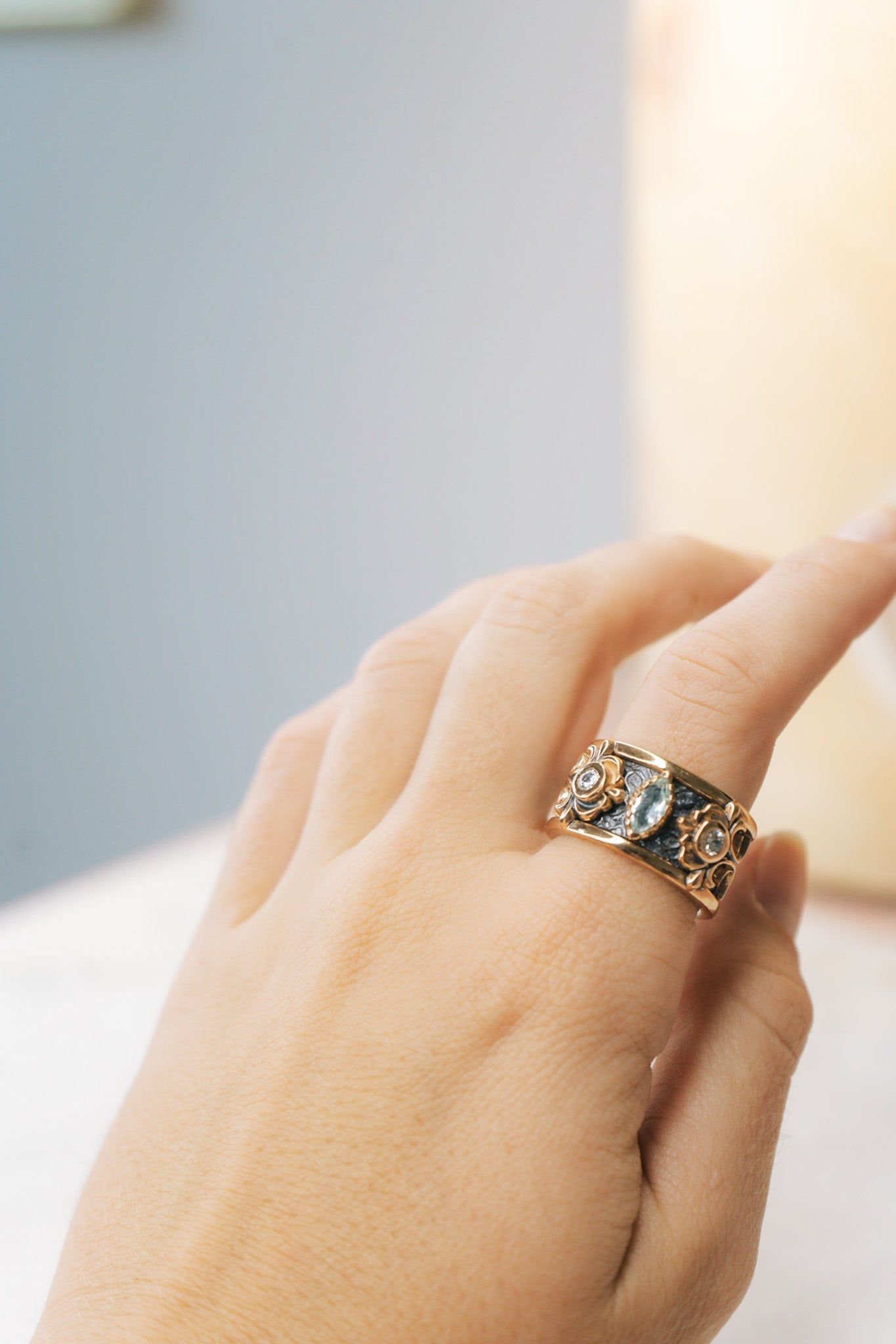 Bronze & Green Amethyst RingBORARings