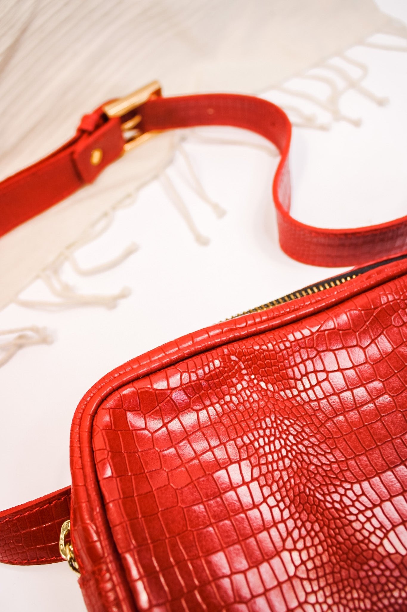 Cassandra Belt Bag- Red Small CrocAdaBelts