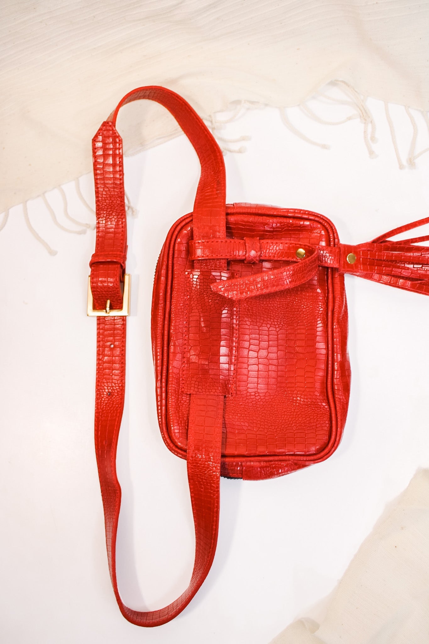 Cassandra Belt Bag- Red Small CrocAdaBelts