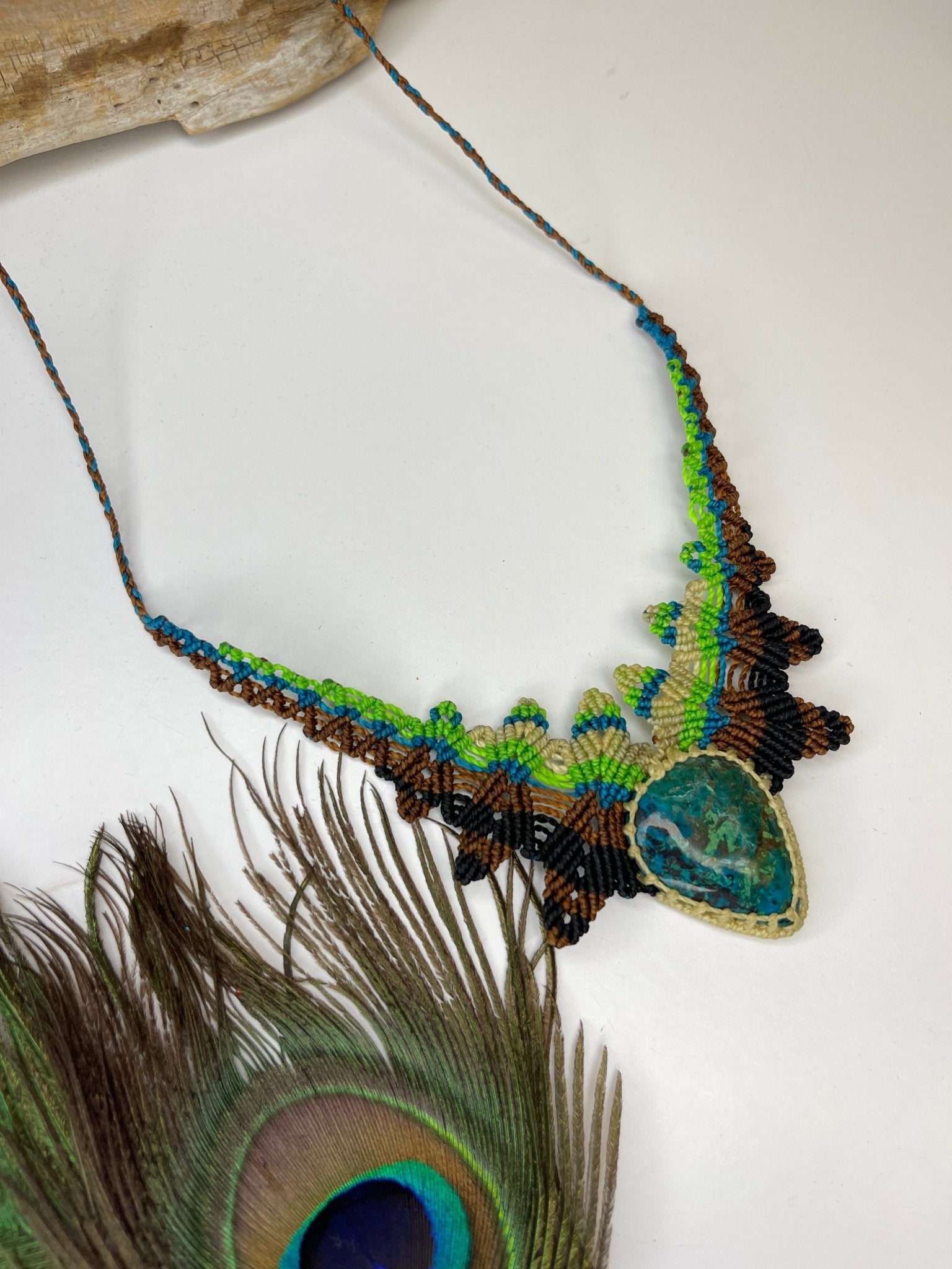 Chrysocolla- Azurite Neon Green and Blue NecklaceAdaArtNecklace