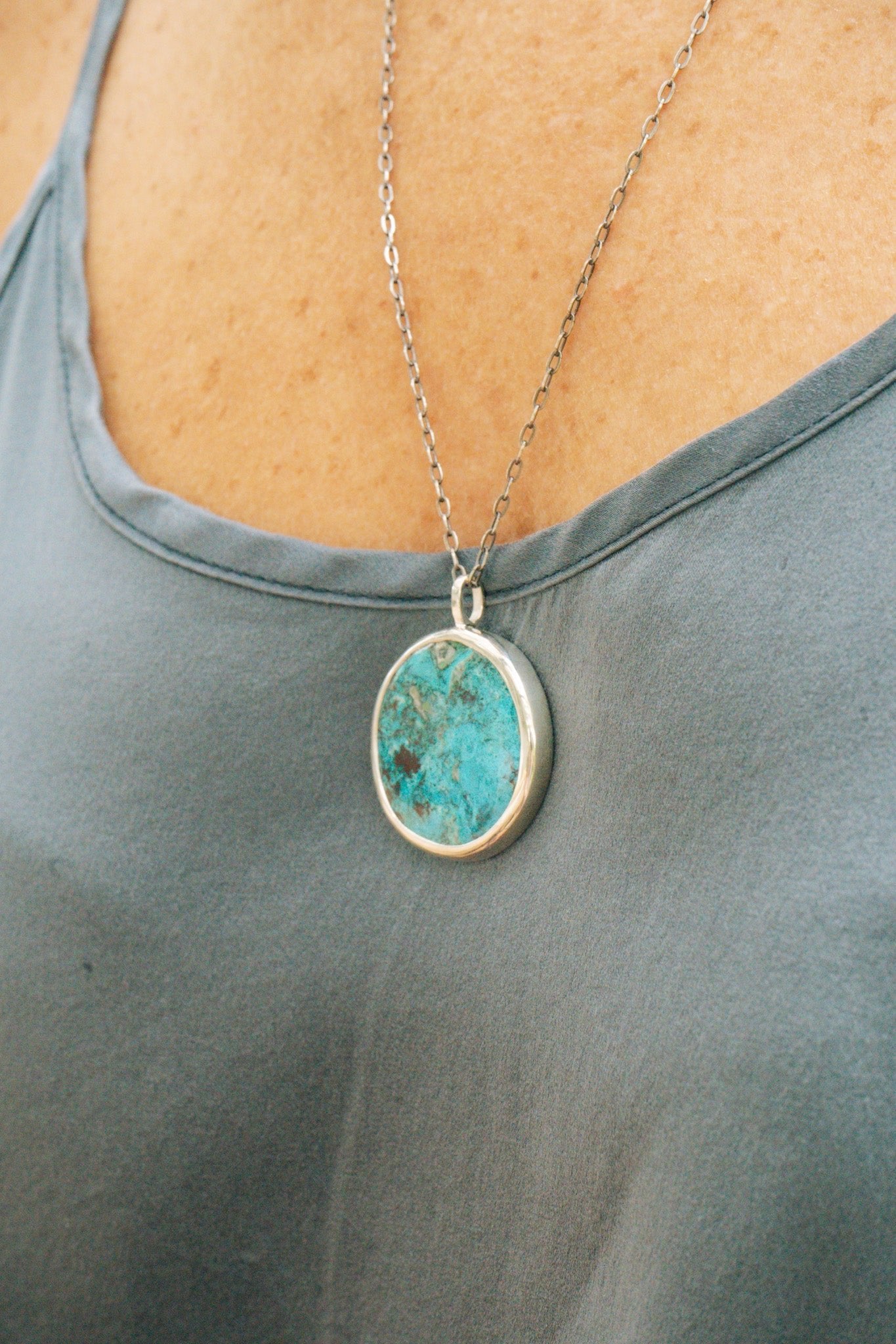 Chrysocolla Planet Earth Pendant Necklaces - 2 SizesJoseph BrooksNecklaces