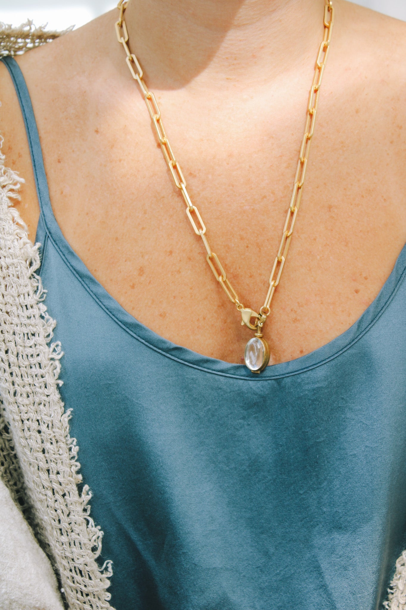 Chunky Paperclip Chain & Glass Locket CharmRobin JacksonNecklace