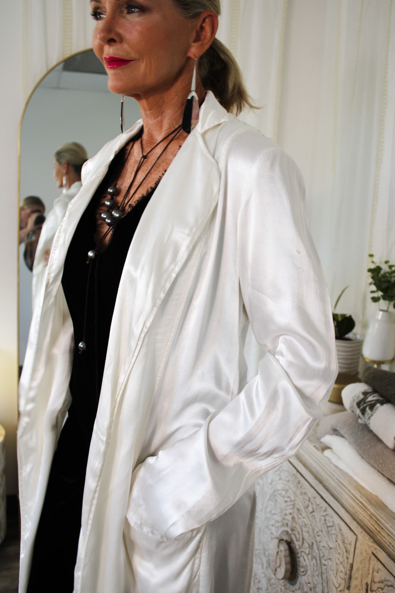 Cocktail Length Monaco Coat - Off WhiteJagaCoats & Jackets