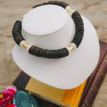 Coconut Bead, Pearl & Gold Accent Choker NecklaceRobin JacksonNecklaces