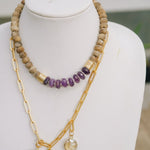 Coconut Wood Bead, Amethyst & Gold Accent NecklaceRobin JacksonNecklaces