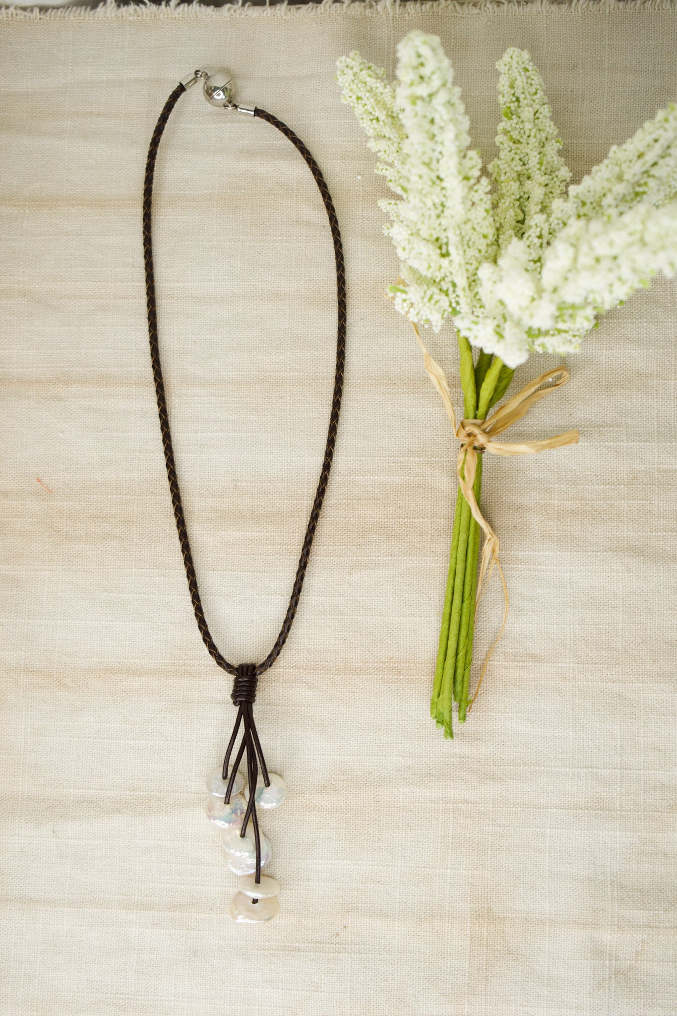 Coin Pearl Leather NecklaceJinjaNecklace