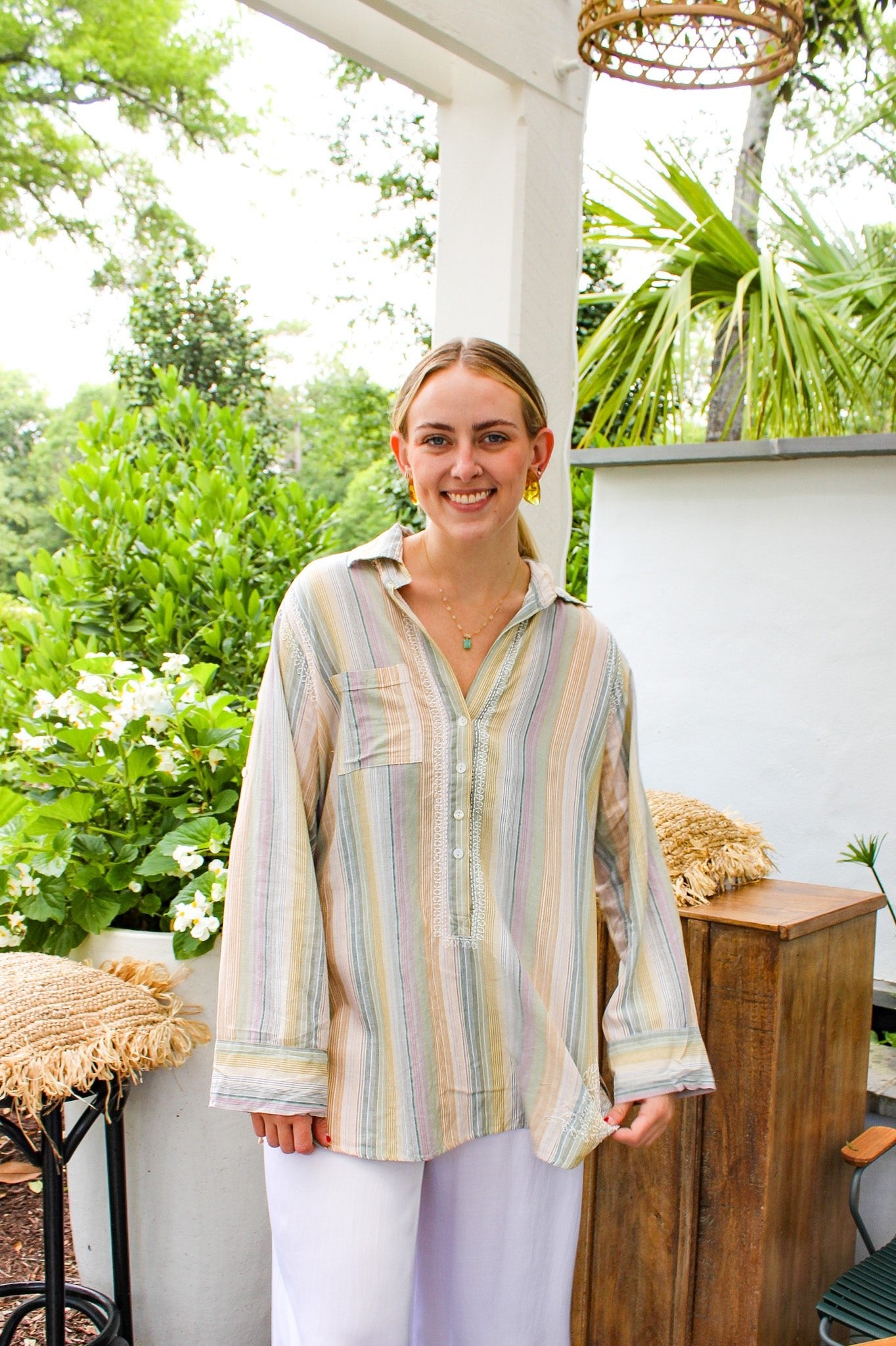 Cotton Boyfriend Shirt - Desert StripeSubtle LuxuryShirts