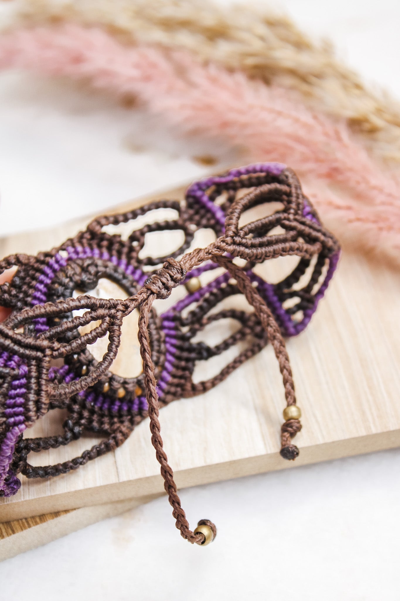 Dark Brown & Purple Macrame BraceletAdaArtBracelet