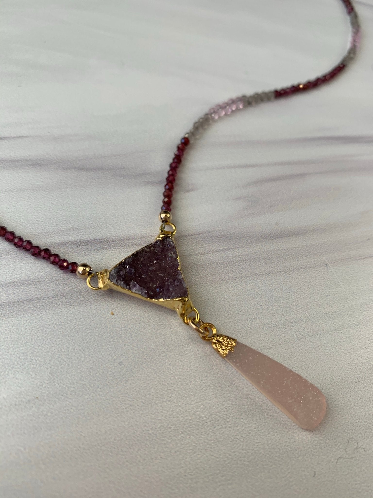 Druzy Pendant Necklace - Pink QuartzBeth ZinkNecklace