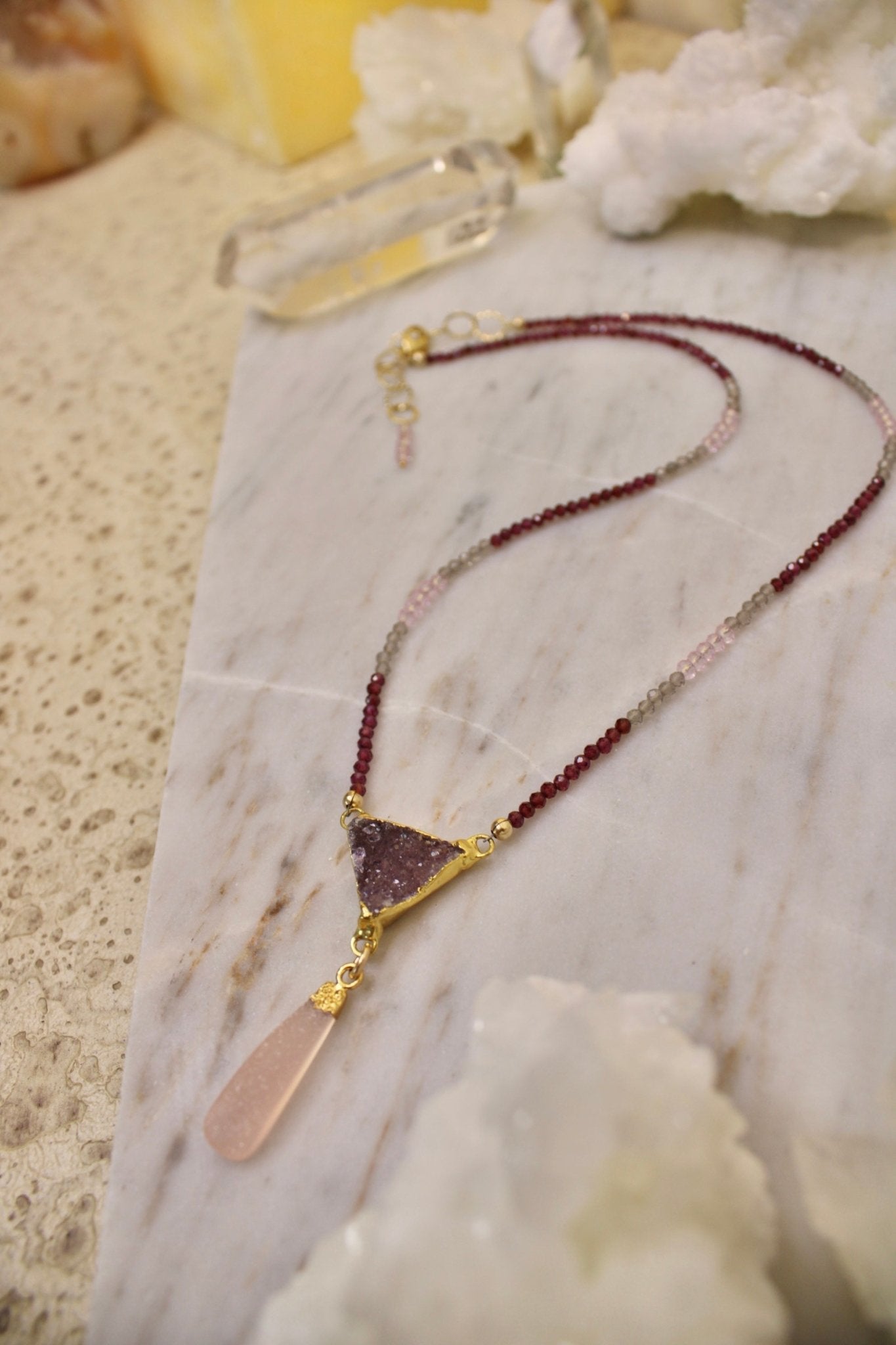 Druzy Pendant Necklace - Pink QuartzBeth ZinkNecklace