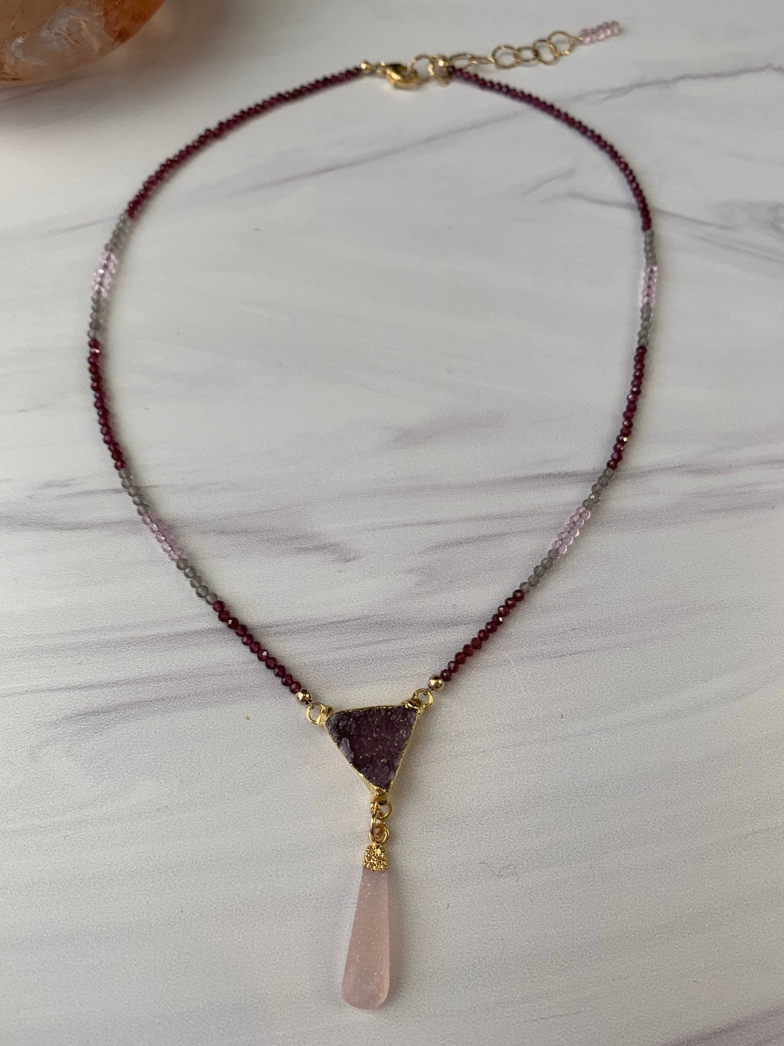 Druzy Pendant Necklace - Pink QuartzBeth ZinkNecklace