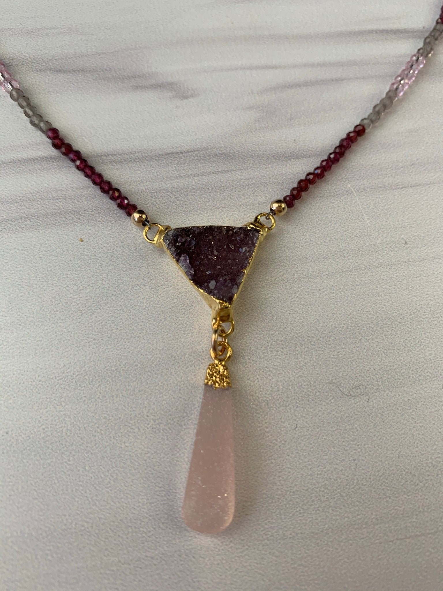 Druzy Pendant Necklace - Pink QuartzBeth ZinkNecklace