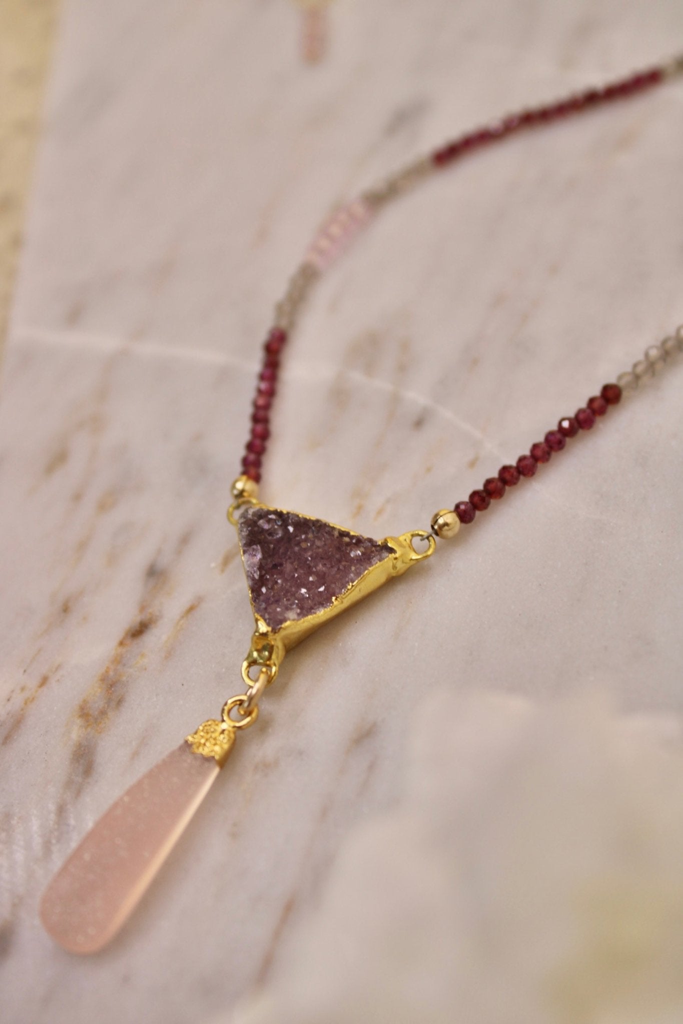 Druzy Pendant Necklace - Pink QuartzBeth ZinkNecklace