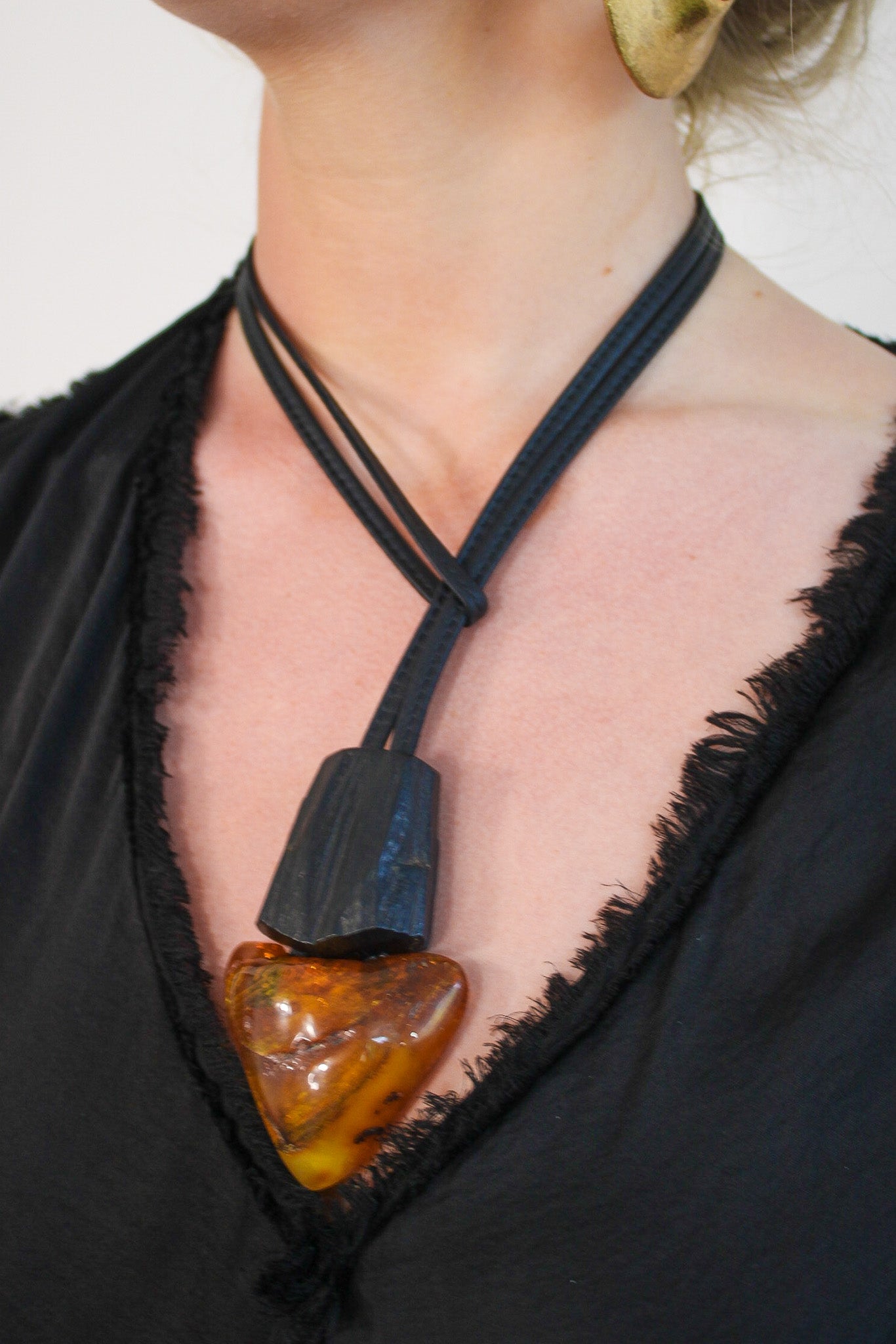 Ebony, Amber & Leather NecklaceMoniesNecklace