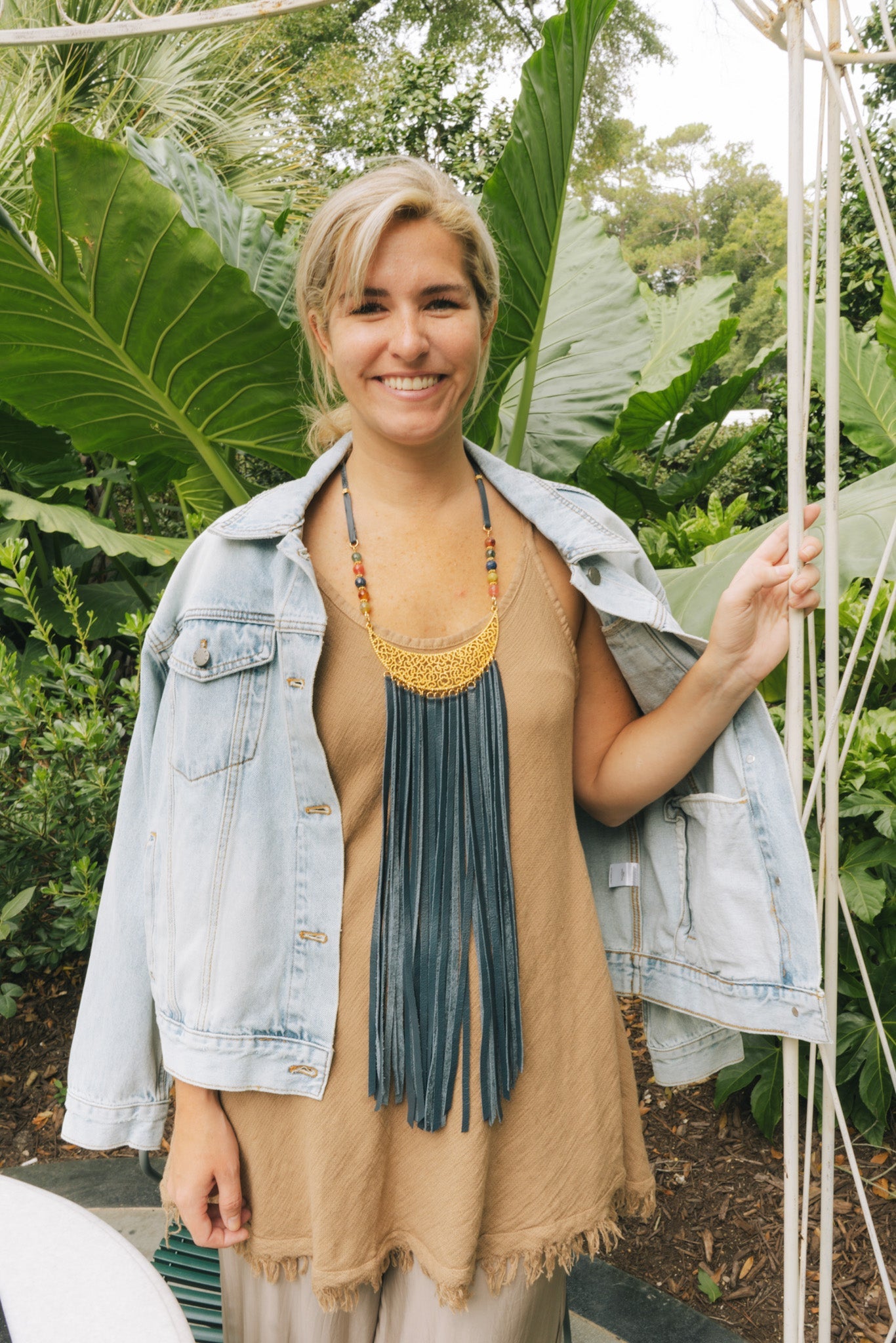 Gold & Navy Leather Tassel Necklace F28Bella Smith DesignsNecklaces