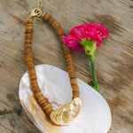 Gold Oyster, Brown Coconut Bead Choker NecklaceRobin JacksonNecklaces