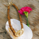 Gold Oyster, Brown Coconut Bead Choker NecklaceRobin JacksonNecklaces