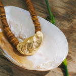 Gold Oyster, Brown Coconut Bead Choker NecklaceRobin JacksonNecklaces