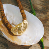 Gold Oyster, Brown Coconut Bead Choker NecklaceRobin JacksonNecklaces