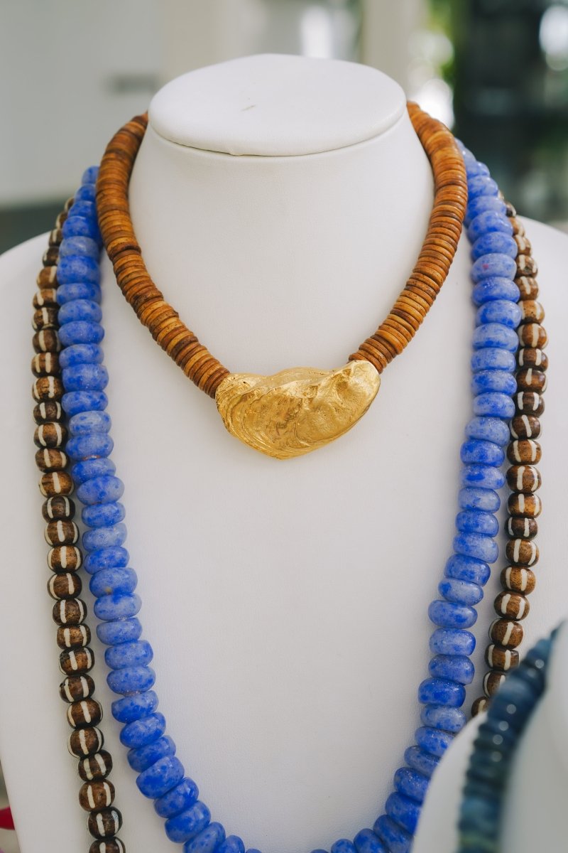 Gold Oyster, Brown Coconut Bead Choker NecklaceRobin JacksonNecklaces