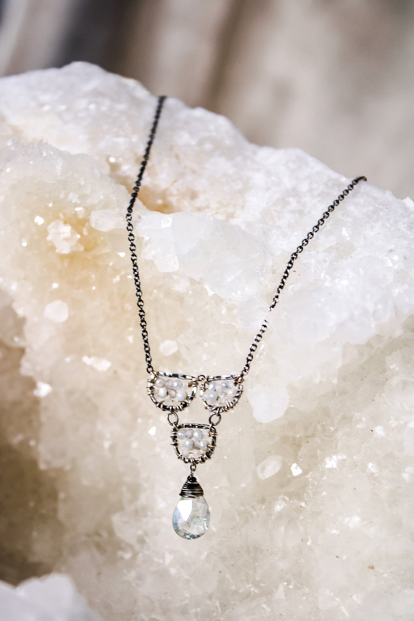 Granite Aquamarine Necklace #4613Michelle PresslerNecklace