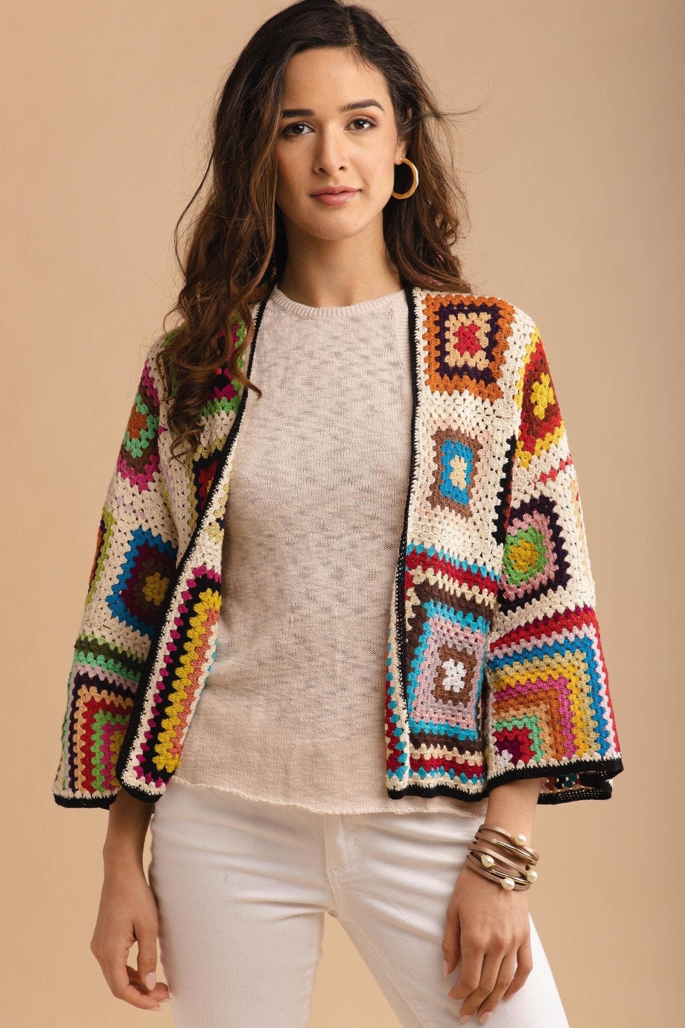 Granny Multi Square Crochet Short JacketSAACHICoats & Jackets