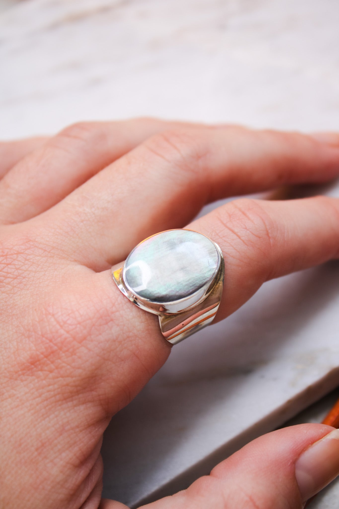 Gray Mother of Pearl RingJinjaRing