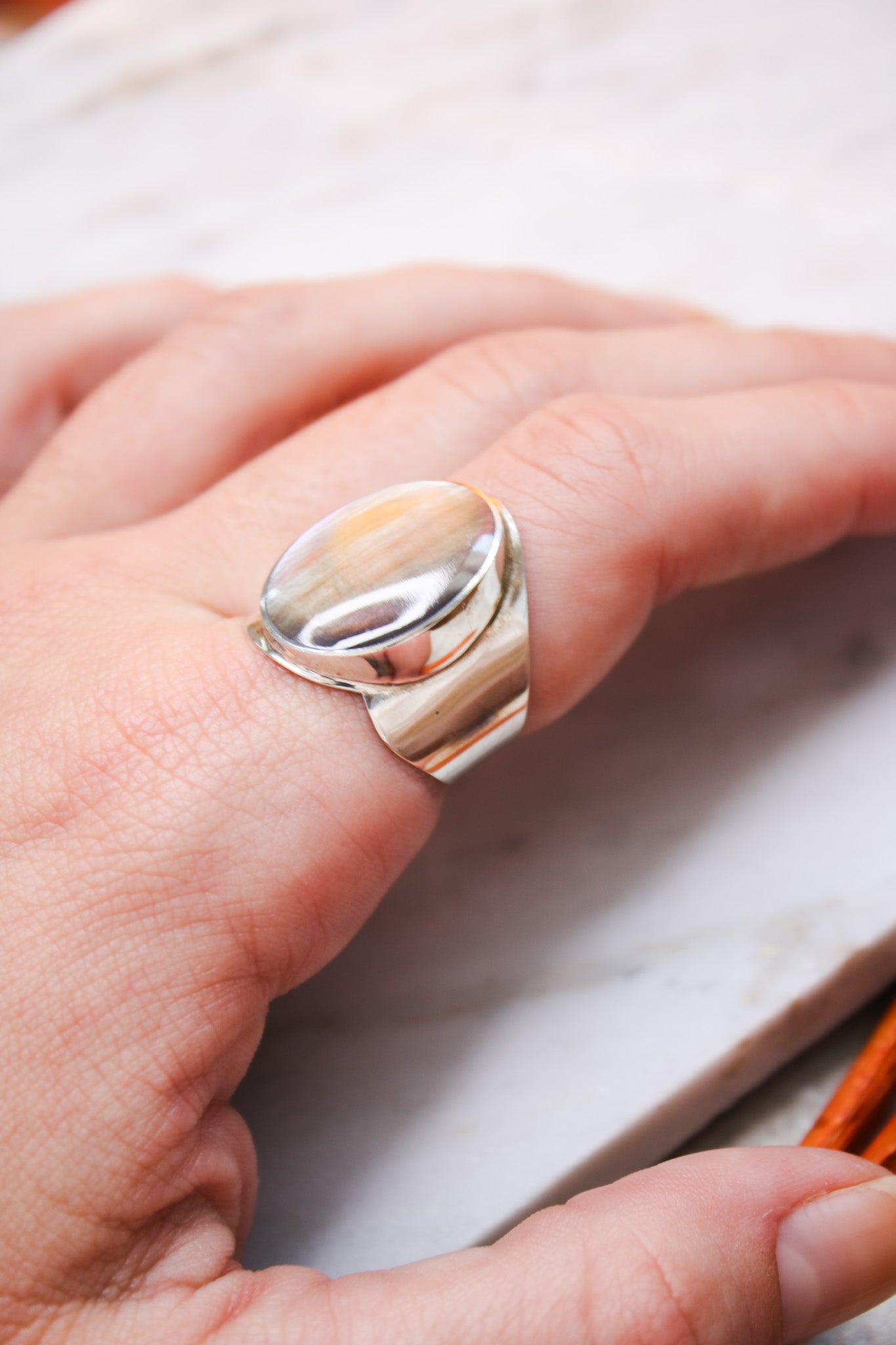 Gray Mother of Pearl RingJinjaRing