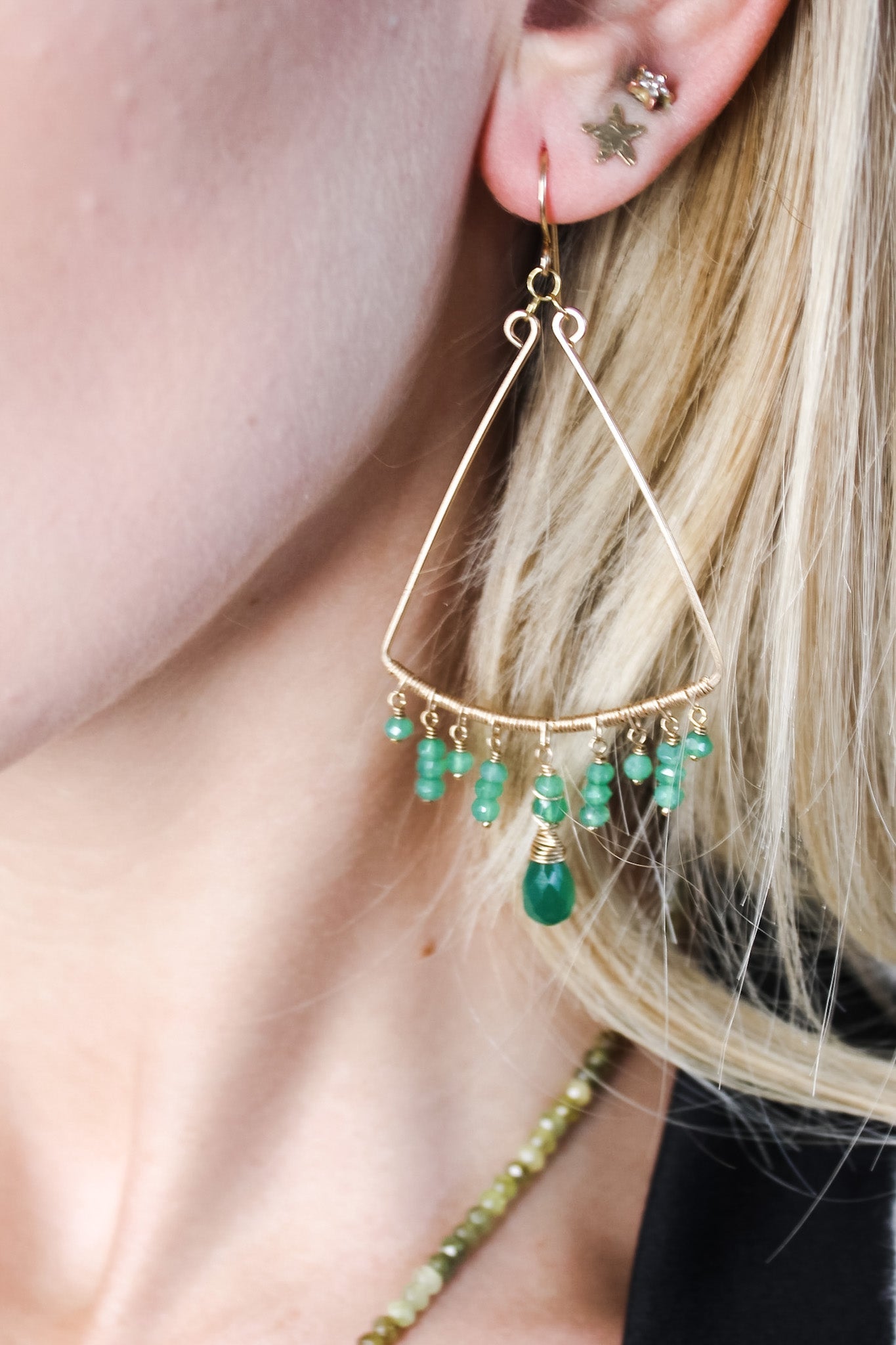 Green Onyx Triangle Earrings #1342James & JezebelleEarrings