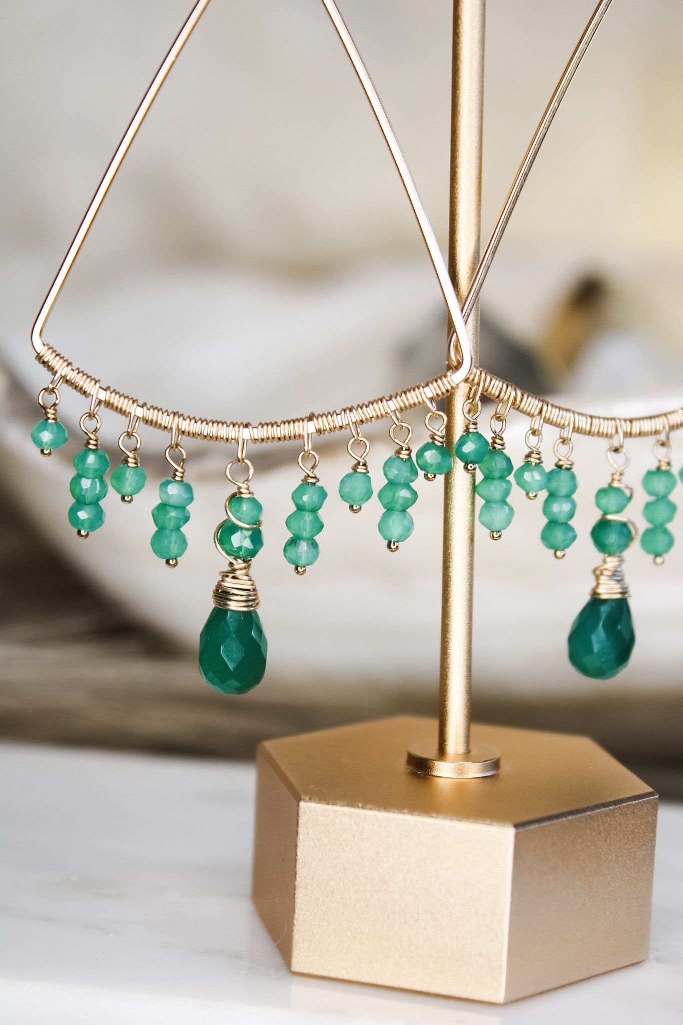 Green Onyx Triangle Earrings #1342James & JezebelleEarrings