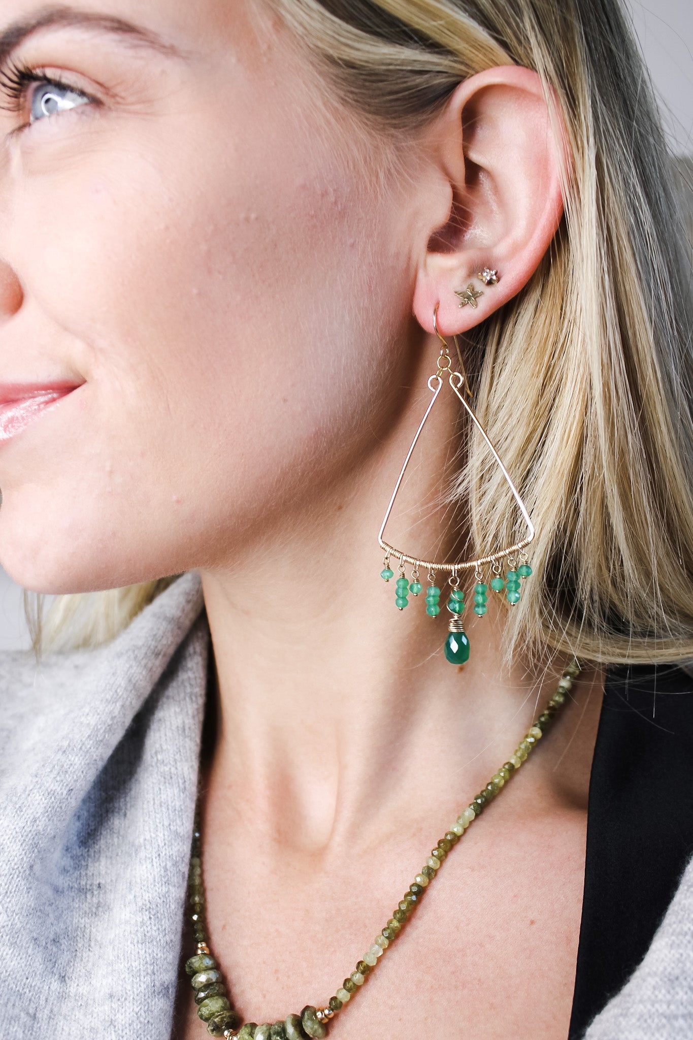 Green Onyx Triangle Earrings #1342James & JezebelleEarrings