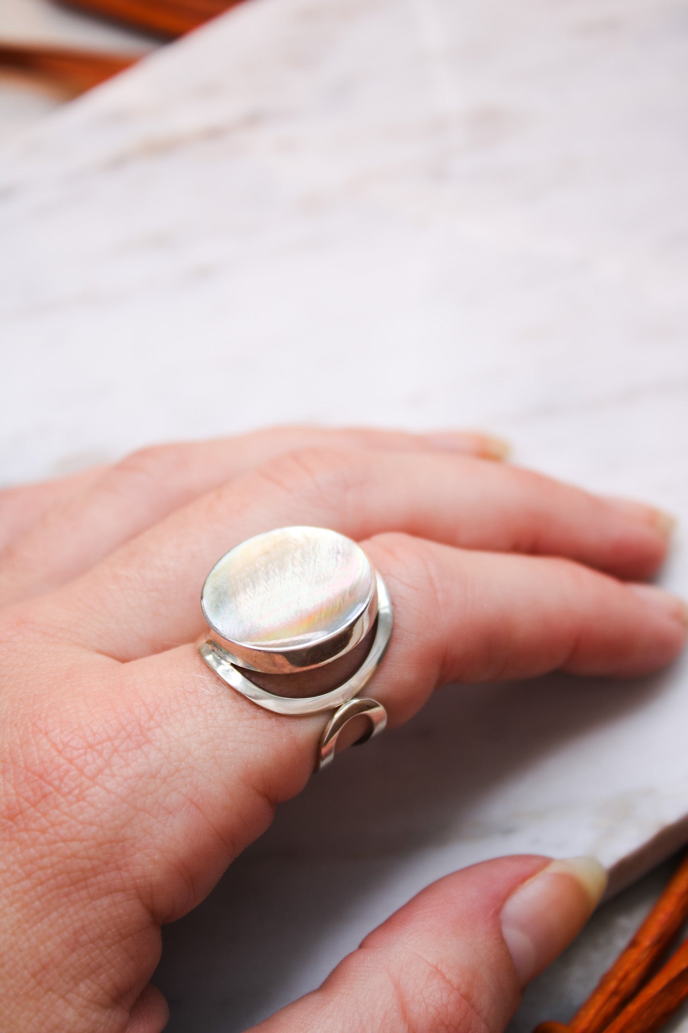 Grey Mother of Pearl RingJinjaRing