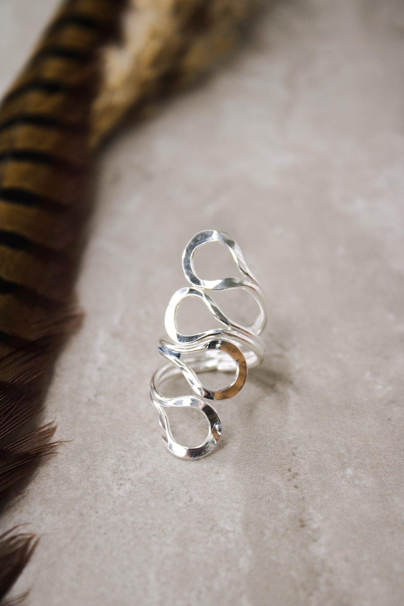 Hammered Sterling Silver Loops RingJinjaRings