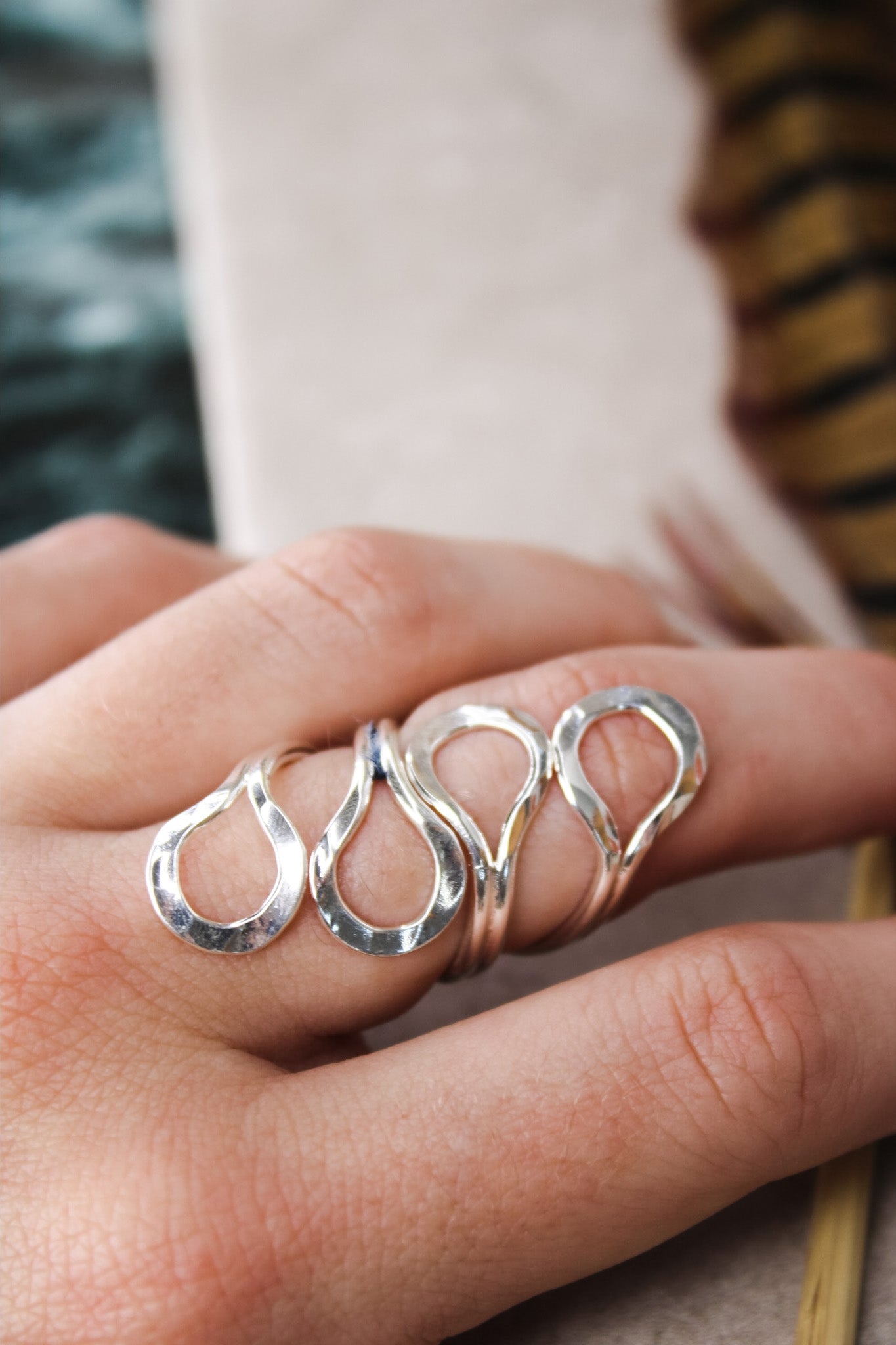Hammered Sterling Silver Loops RingJinjaRings