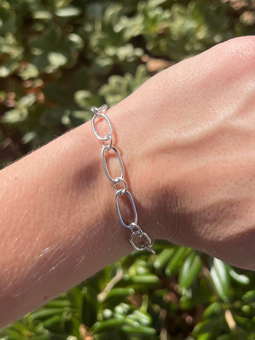 Hand-Forged Fine Silver Paperclip BraceletRedimereBracelet