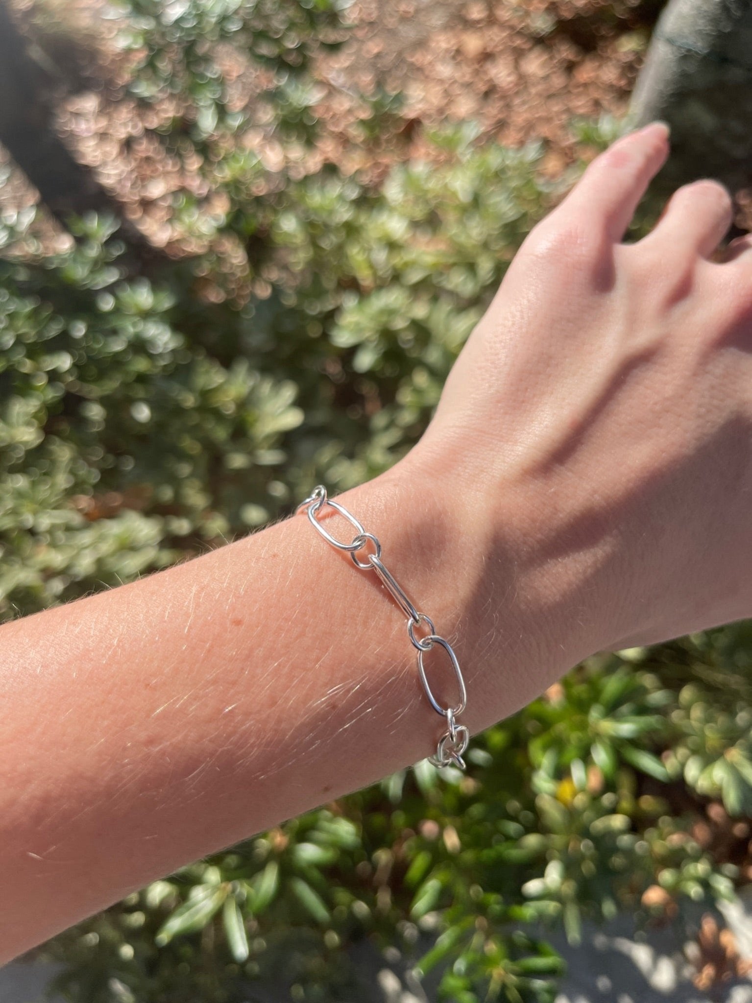 Hand-Forged Fine Silver Paperclip BraceletRedimereBracelet