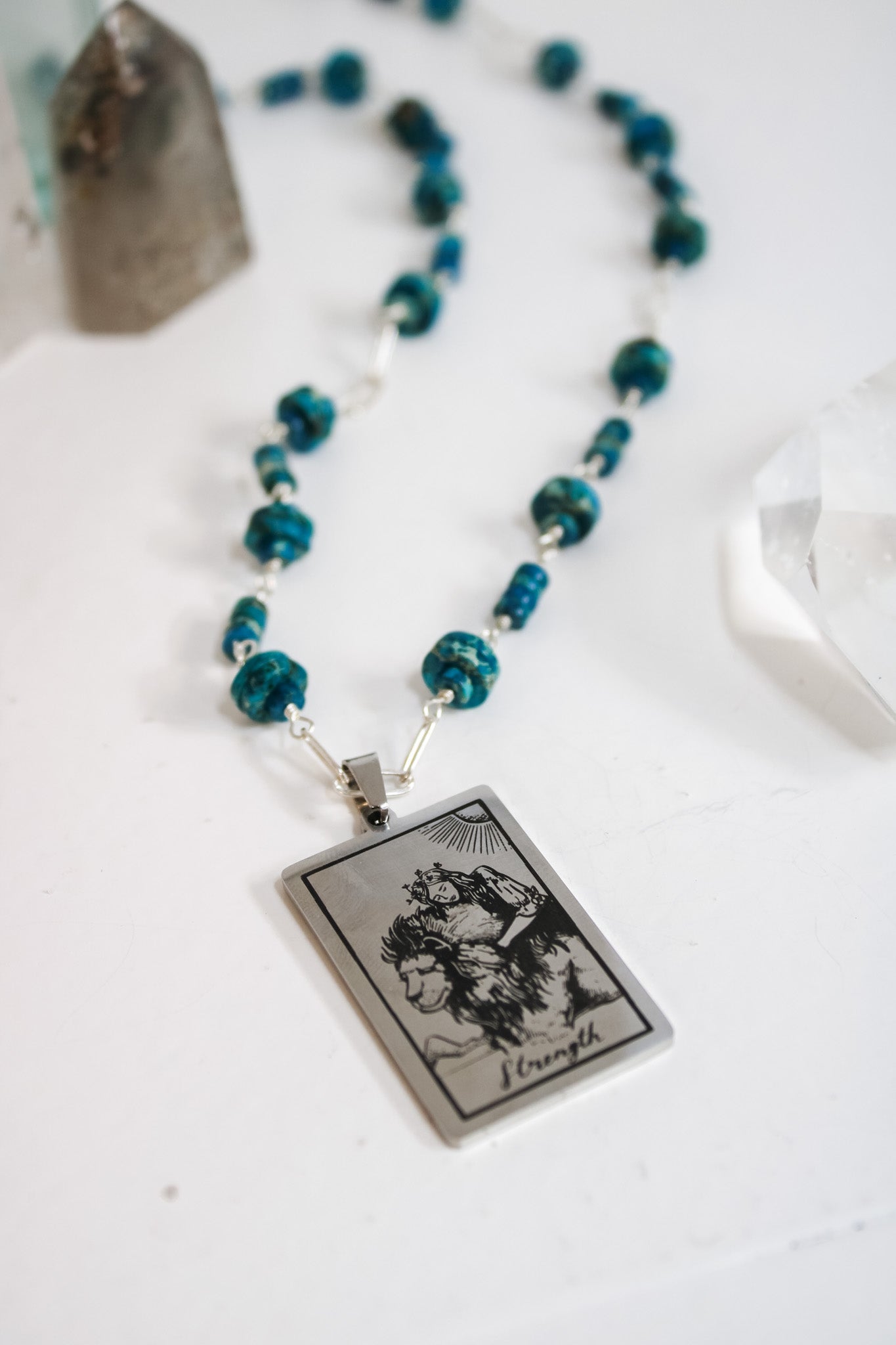 Jasper Sea Silver Strength Tarot NecklaceBeth ZinkNecklaces